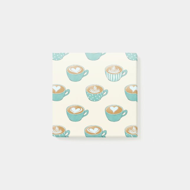 Sent konst i Cute Blue Kaffe koppar Post-it Block (Framsida)