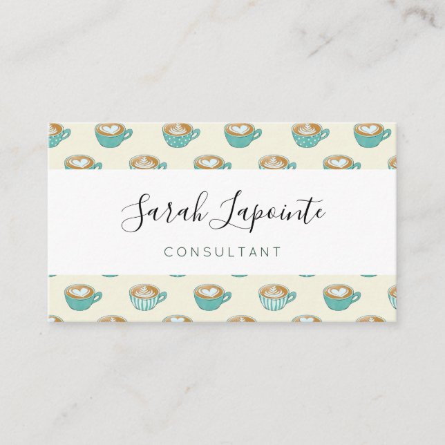 Sent konst i Cute Blue Kaffe koppar Visitkort (Framsida)