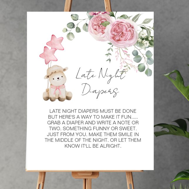 Sent kvällsdagel Game Sweet Little Lamb Rosa ros Poster (Skapare uppladdad)
