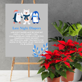Sent kvällsdagstidning Vinter Wonderland penguins Poster