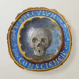 Sent medeleval Manuscript Skull Rund Kudde