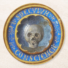 Sent medeleval Manuscript Skull Underlägg Papper Rund