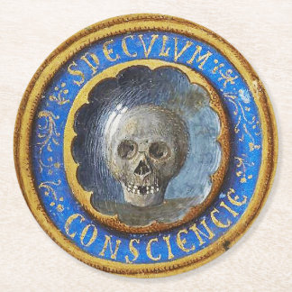 Sent medeleval Manuscript Skull Underlägg Papper Rund