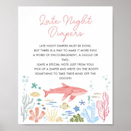 Sent natt dagis under Sea Baby Shower Poster
