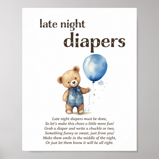 Sent natt dagstidningar Baby Shower Game Poster (Framsidan)