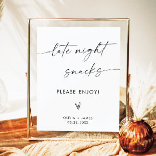 Sent Natt Snacks Bröllop-skylt, Bröllop Snack Pub Poster