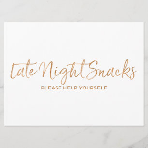 Sent Natt Snacks Bröllop-tecken Snyggt Guld Ro Inbjudningar