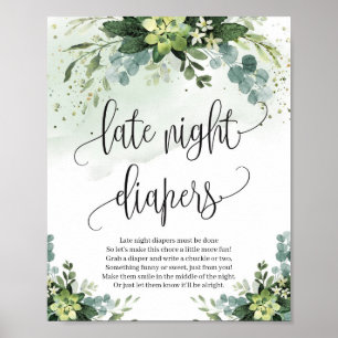 Sent nattblöjor är tecken på sukulärt grönt löv poster