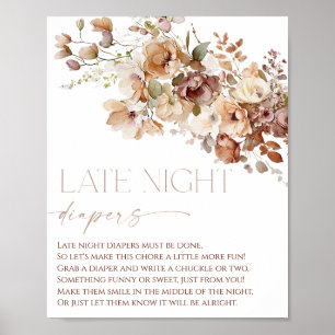 Sent nattblöjor boho faller höstens blommigt poster