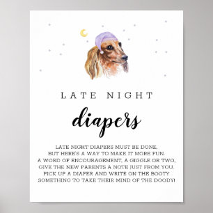 Sent nattblöjor Dachshund Watercolor Sign Poster