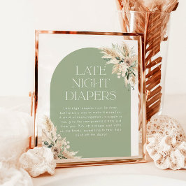 Sent nattblöjor | Sage Grönt Baby Shower Poster