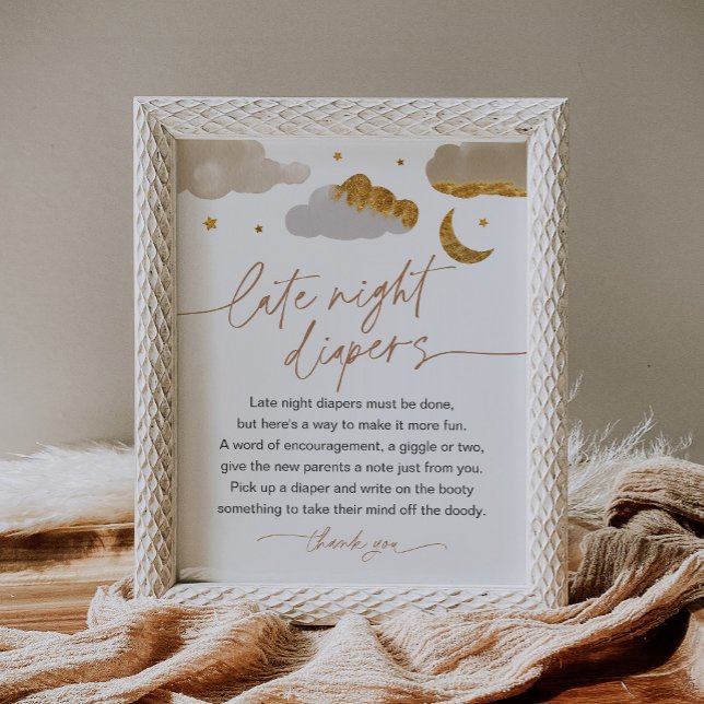 Sent nattblöjor Tinkle Star Baby Shower-skylt Poster (Skapare uppladdad)