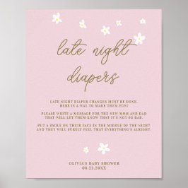 Sent nattdagstidningar Baby Shower Boho Daisys Ros Poster