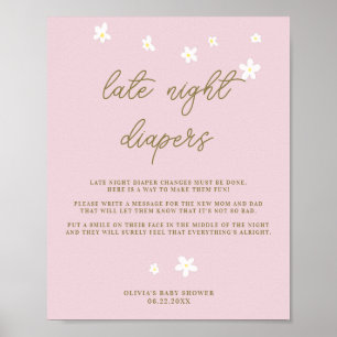 Sent nattdagstidningar Baby Shower Boho Daisys Ros Poster