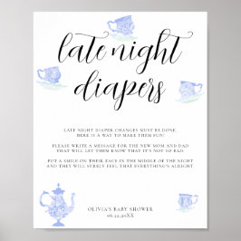 Sent nattdagstidningar Baby Tea China Blue White S Poster