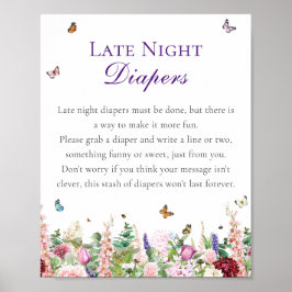 Sent nattdagstidningar, babyskor | Rosa Flowers Poster