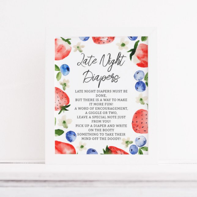 Sent nattdagstidningar Berry Baby Shower Poster (Skapare uppladdad)