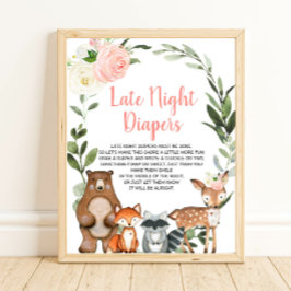Sent nattdagstidningar blommigt babydusch poster