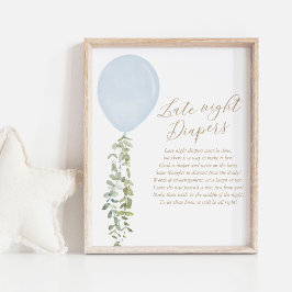 Sent nattdagstidningar Blue Balloon Boy Shower Poster