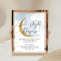 Sent nattdagstidningar Blue Guld Måne Baby Shower 