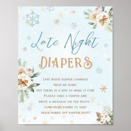 Sent nattdagstidningar Blue Guld Winter Baby Showe Poster