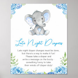 Sent nattdagstidningar Boy Elephant Baby Shower Pe Poster