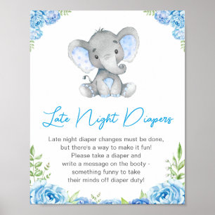 Sent nattdagstidningar Boy Elephant Baby Shower Pe Poster