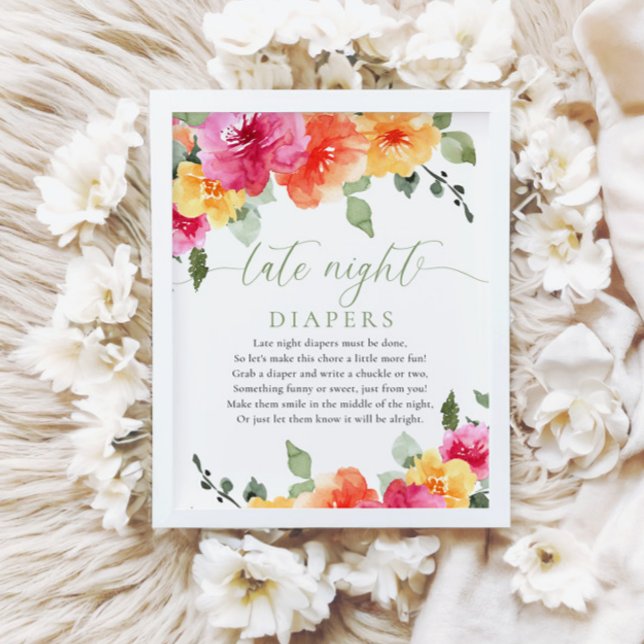 Sent nattdagstidningar, färggrann blommigt babydus poster (Skapare uppladdad)