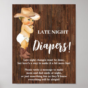 Sent nattdagstidningar Game Cowboy Baby Shower-sky Poster