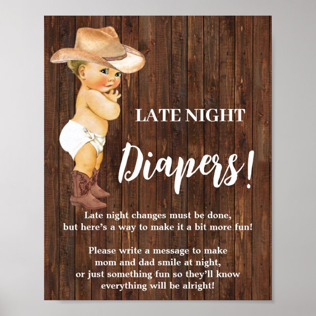 Sent nattdagstidningar Game Cowboy Baby Shower-sky Poster (Framsidan)