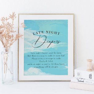 Sent nattdagstidningar Himlar Clouds Blue Baby Sho Poster