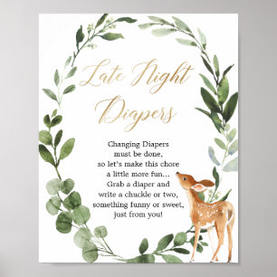 Sent nattdagstidningar Hjort greenery guld babydus Poster