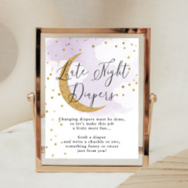 Sent nattdagstidningar Lila Guld Baby Shower Game Poster