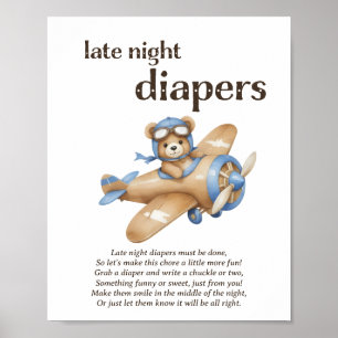 Sent nattdagstidningar Nalle Pojke Shower Game Poster