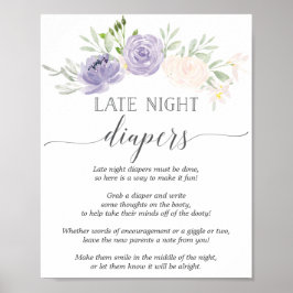 Sent nattdagstidningar Pastel Lila Baby Shower Poster