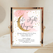 Sent nattdagstidningar Rosa Guld Måne Baby Shower 