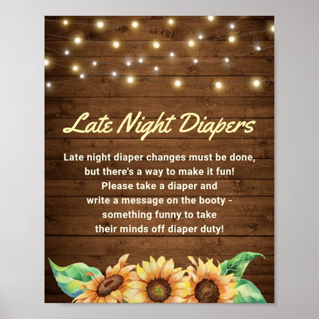 Sent nattdagstidningar Rustic Sunsun Baby Shower Poster (Framsidan)