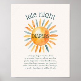 Sent nattdagstidningar Sol Baby Shower Game Poster
