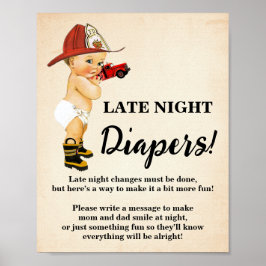Sent nattdagstidningar spelar brandsläckare, babys poster