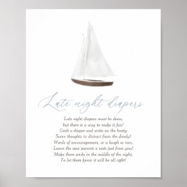 Sent nattdagstidningar undertecknar nautisk babydu poster