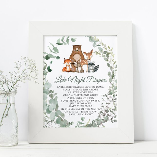Sent nattdagstidningar Woodland Baby Shower Poster (Skapare uppladdad)