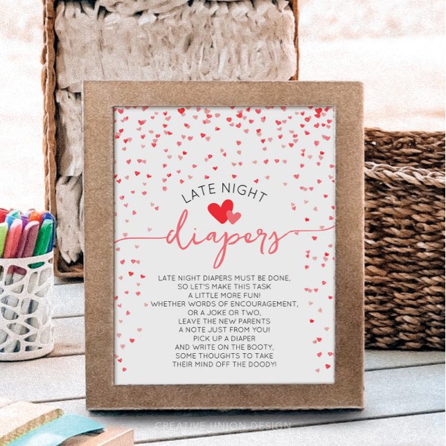 Sent nattliga dagstidningar Babyskor Skriv ut digi Poster (little sweetheart baby shower)