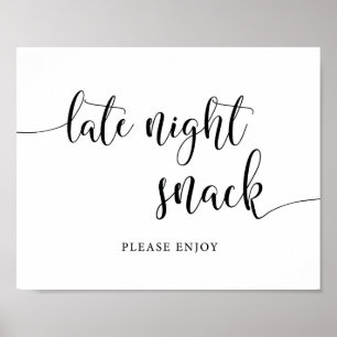 Sent nattsnack-livsmedelsskylt för Rustic Bröllop Poster