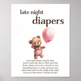 Sent på kvällen dagstidningar Baby Shower Game Poster