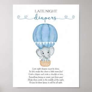 Sent på kvällen dagstidningar Blue Elephant Baby S Poster