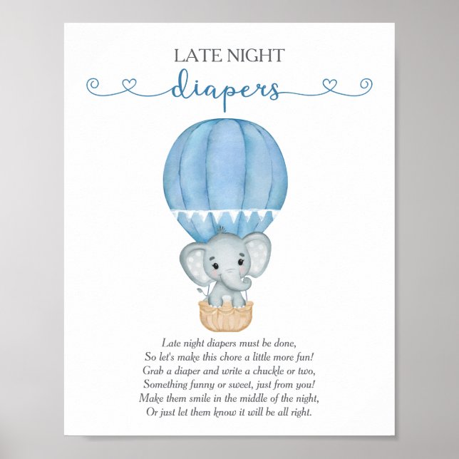 Sent på kvällen dagstidningar Blue Elephant Baby S Poster (Framsidan)