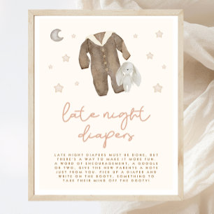 Sent på kvällen dagstidningar Boho Baby Shower Gam Poster