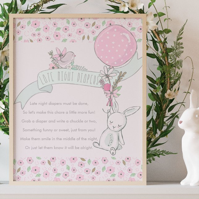 Sent på kvällen dagstidningar Little Bunny Baby Sh Poster (Diaper Game Poster from my Little Bunny & Balloon Baby Shower collection - buy printed or digital)