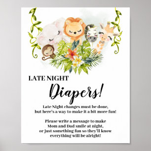 Sent på natten, blöjor, babyskylt poster