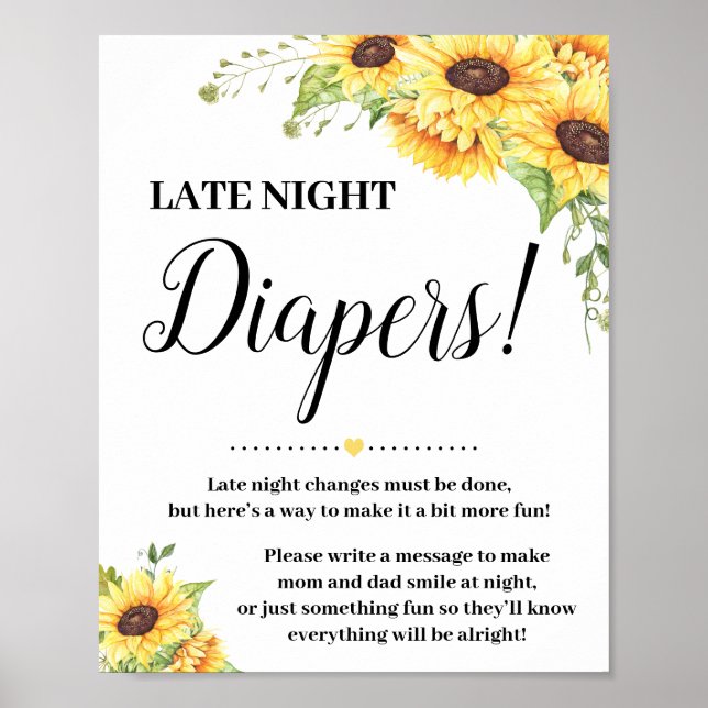 Sent på natten Diaper-match-skylt Babysolja Poster (Framsidan)